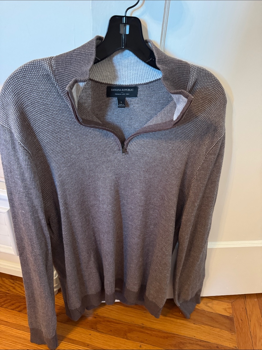 Banana Republic Men's Zip-Neck Sweater in Brown Size L